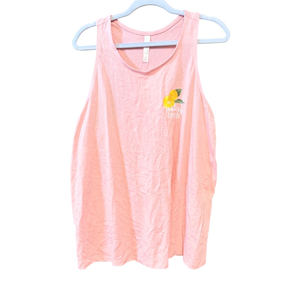 Cacique Sleep Pink‎ Feeling Fresh Lemon Graphic Racerback Pajama Tank plus 10/12